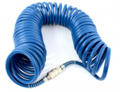 Шланг Pegas спиральный синий с быстросъемными соединениями 8*12мм, 15м